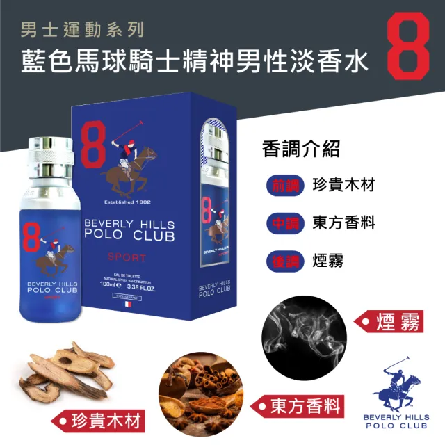 【B.H.POLO】藍色馬球騎士精神男性淡香水 100ml(專櫃公司貨)
