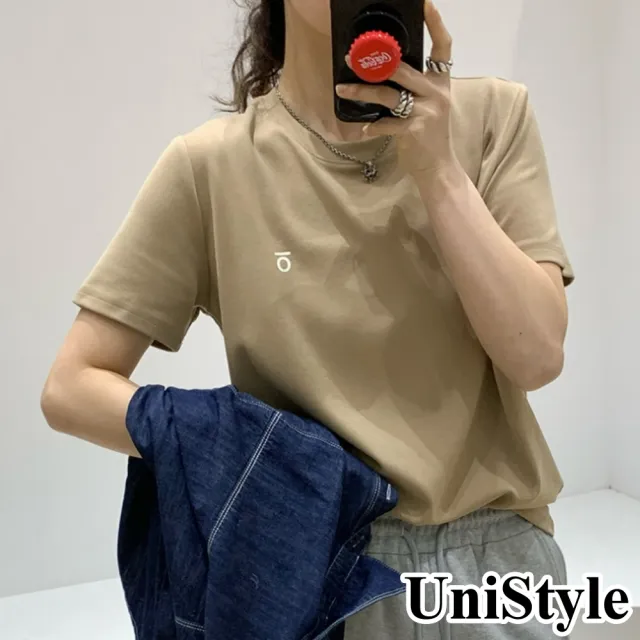 【UniStyle】O字母短袖T恤 韓版百搭圓領上衣 女 UP1552(駝)