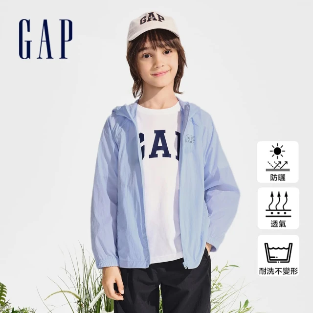 GAP 男童裝 Logo防曬連帽外套-藍色(890361)