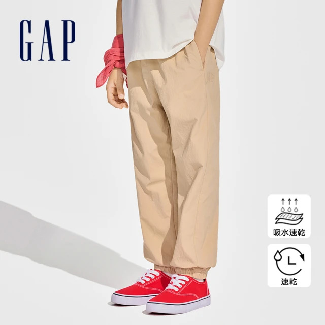 【GAP】男童裝 Logo束口鬆緊褲-卡其色(890470)