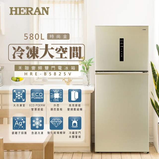 HERAN 禾聯 一級能效大雙門系列580L變頻雙門電冰箱(