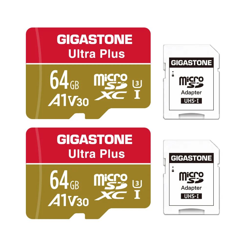 【GIGASTONE 立達】microSDXC UHS-Ⅰ U3 A1V30 64GB相機攝影記憶卡-2入組(支援行車紀錄器/監視器)
