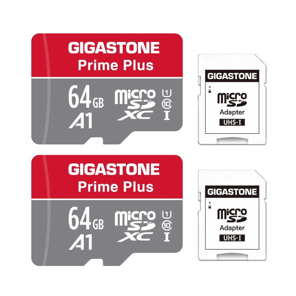 【GIGASTONE 立達】microSDXC UHS-Ⅰ U1 A1V10 64GB記憶卡-2入組(支援兒童相機/網路攝影機/音箱)