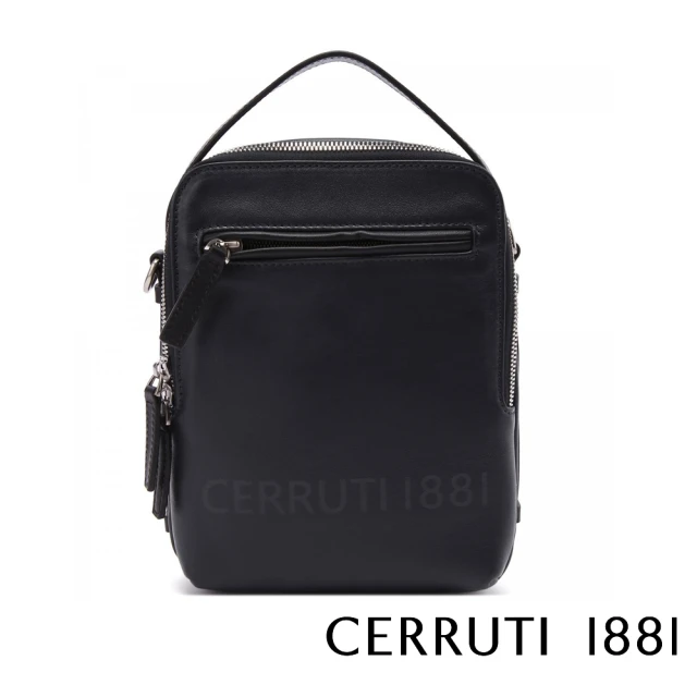 【Cerruti 1881】限量2折 義大利頂級小牛皮肩背包 全新專櫃展示品(深藍色 CEBO05335M)