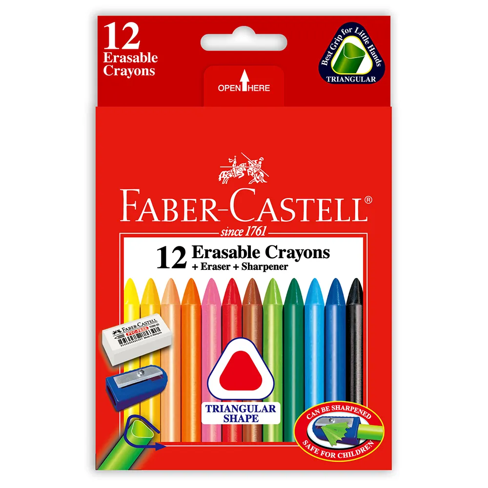 【Faber-Castell】德國輝柏 三角擦擦蠟筆12色(兒童 禮物 文具)