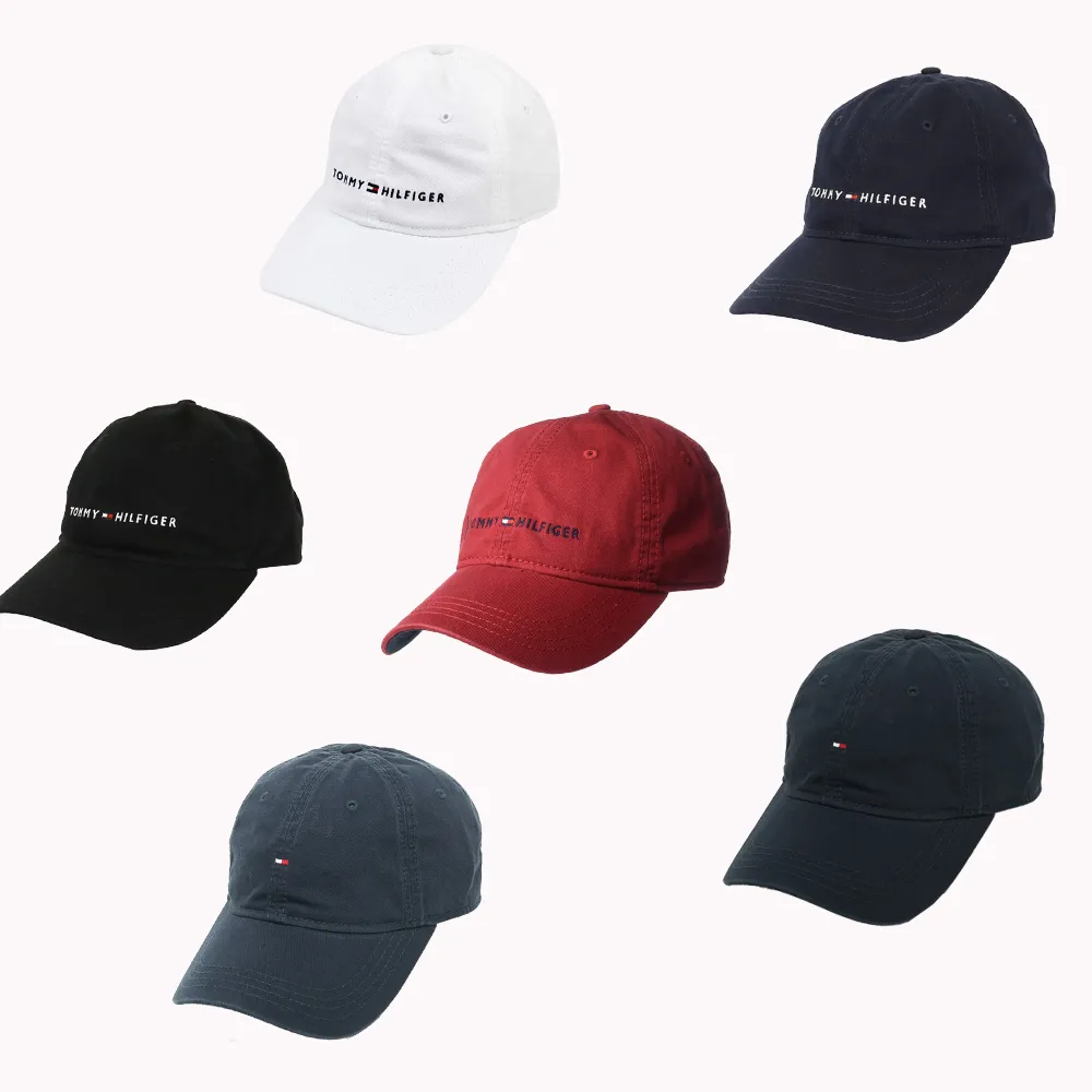 【Tommy Hilfiger】TOMMY 經典刺繡文字Logo可調式鴨舌老帽-多色組合(百搭爆款/舒適配件/平輸品)