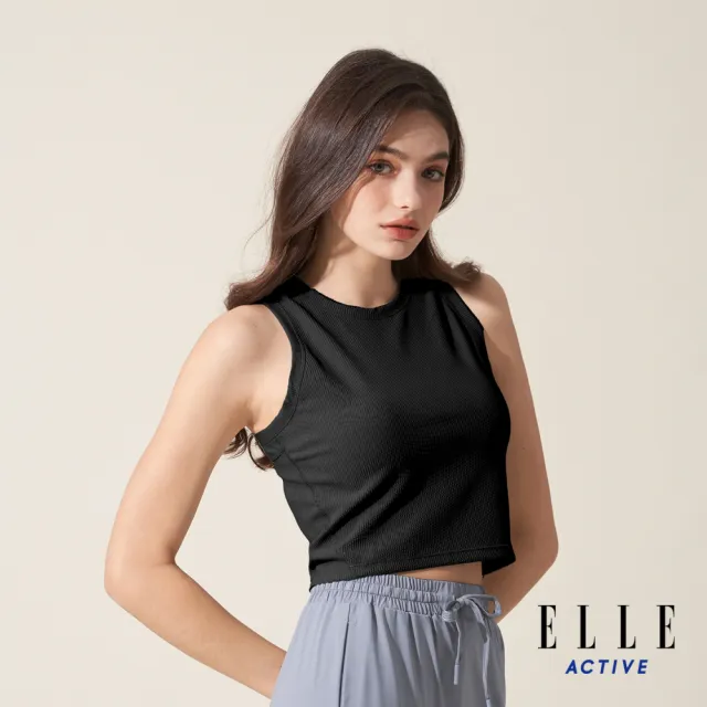 【ELLE ACTIVE】女款 彈性短版背心-黑色(EA24M2W1002#99)