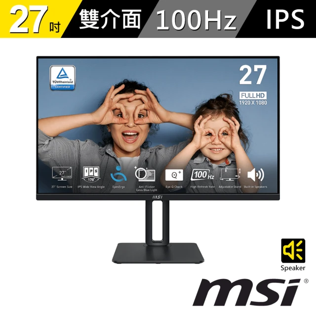 MSI 微星MSI 微星 PRO MP275P 27型 IPS 16:9 100Hz 顯示器(HDMI/D-Sub/1ms MPRT)