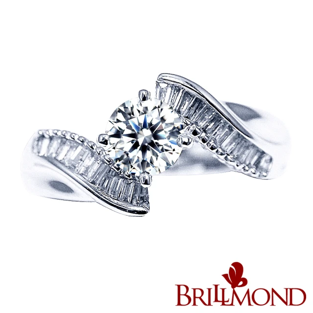 BRILLMOND JEWELRY GIA 50分 D/VS2 3EX NONE 18K金 梯型配鑽戒(GIA鑑定書 30分配鑽 18K白金台)