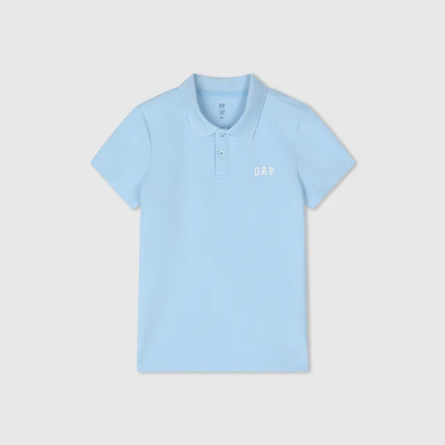 【GAP】男童裝 Logo短袖POLO衫-藍色(890536)