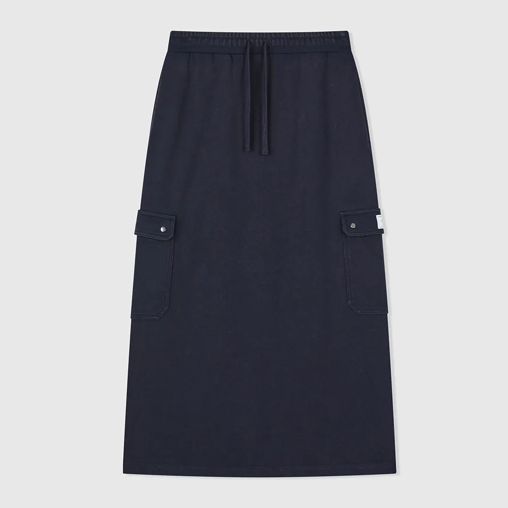 【GAP】女裝 抽繩鬆緊長裙-藏藍色(892061)