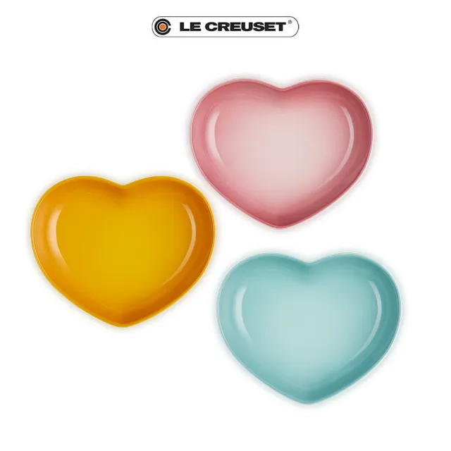 【Le Creuset】瓷器心型盤-中(櫻花粉/杏桃黃/悠然綠 3色選1)