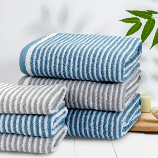 【MORINO】日本大和認證抗菌防臭MIT純棉時尚橫紋毛巾(4入組)