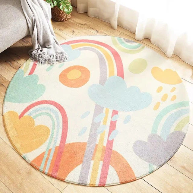 HALI禾家居 北歐INS風 創意 卡通 客廳 兒童房 圓形 地毯 床邊毯－3款可選(80X80cm)
