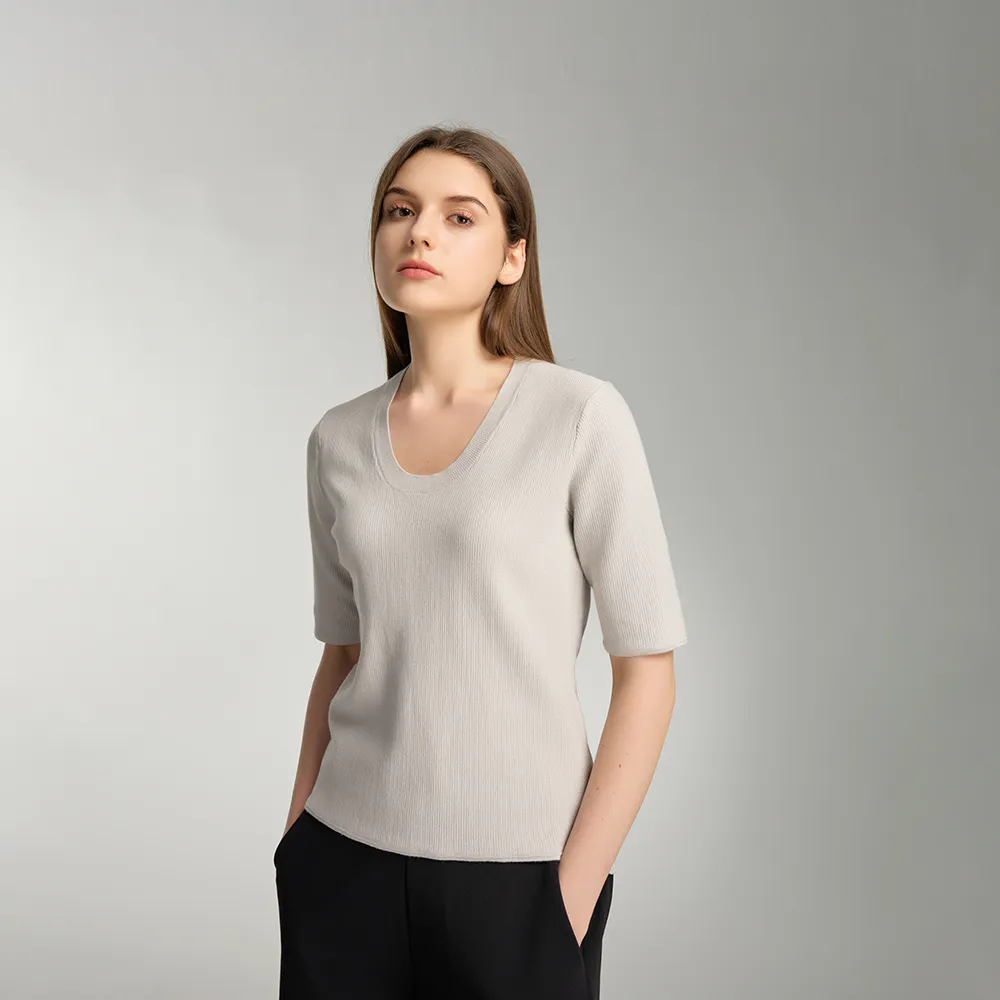 【giordano ladies】24SS_羅紋正肩短袖上衣(02354005)