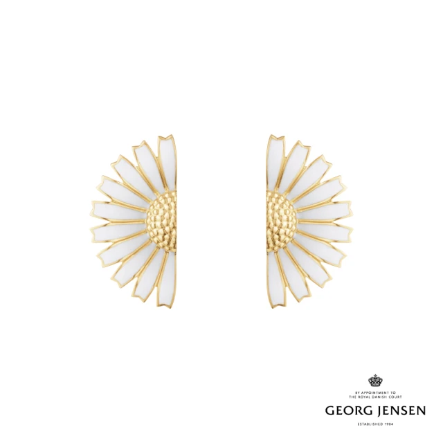 Georg Jensen 喬治傑生 DAISY 耳環(18K黃金電鍍純銀 白瓷琺瑯 耳環)