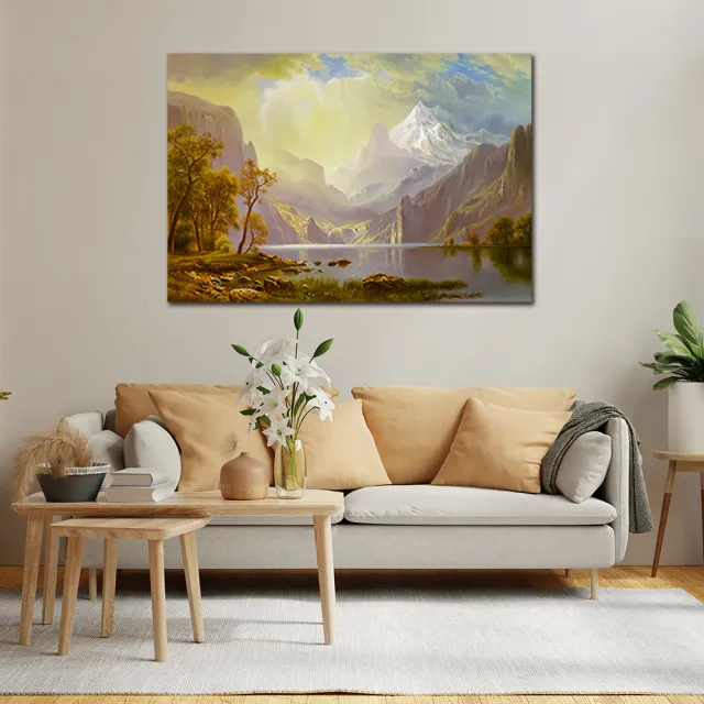 【御畫房】天山湖畔 國家一級畫師手繪油畫60×90cm(VF-86)