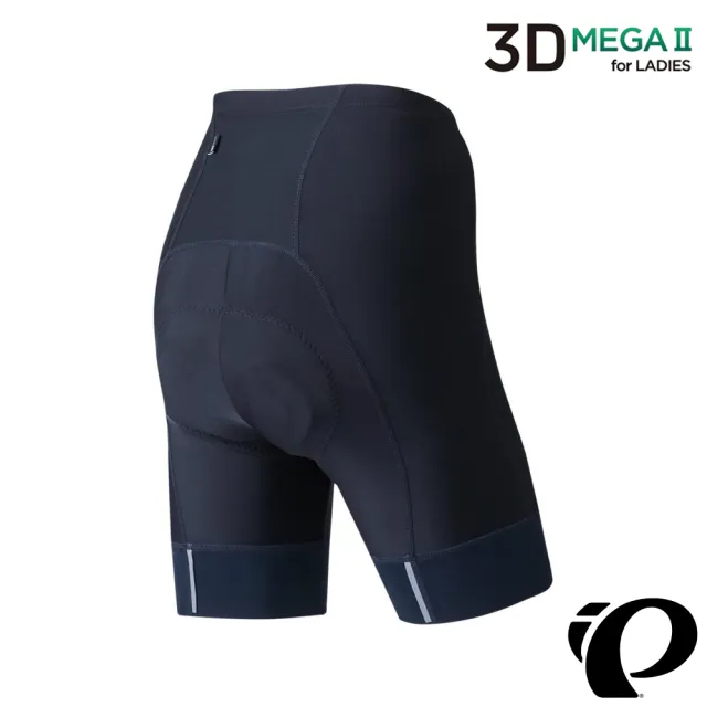 【PEARL iZUMi】涼感3D極厚褲墊女短車褲 黑 W230MEGAII-1(初學者/長途/抗UV/單車/運動/自行車/日本製)