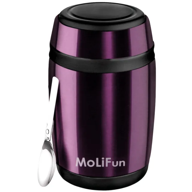 【MoliFun 魔力坊】經典不鏽鋼真空保鮮保溫罐/燜燒罐/食物罐(550ml)