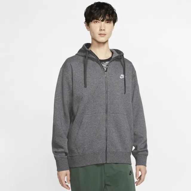 【NIKE 耐吉】外套 男款 運動連帽外套 AS M NSW CLUB HOODIE FZ BB 深灰 BV2646-071