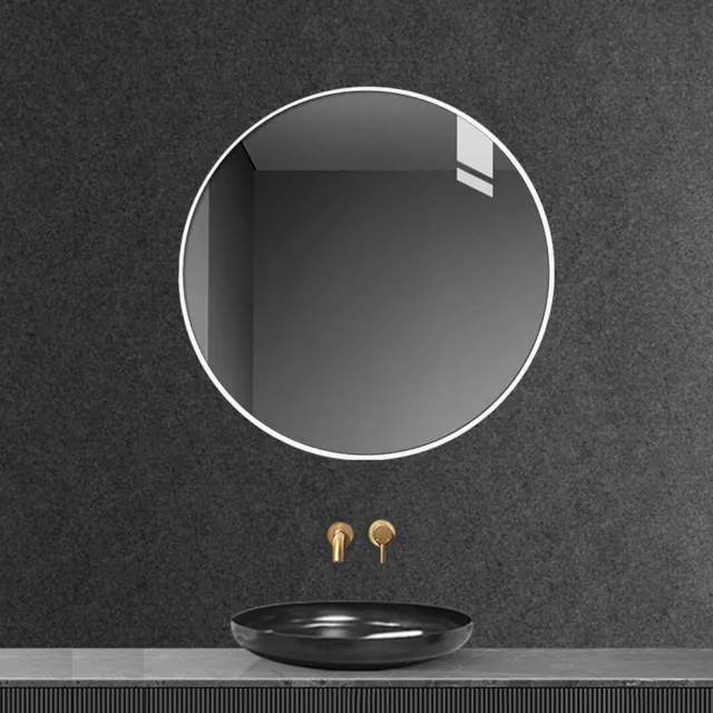 【YORI優里嚴選】70cm圓形鏡子 簡約北歐風浴室鏡 化妝鏡 玄關鏡(經典黑/自然白/輕奢金/無邊框鏡子)