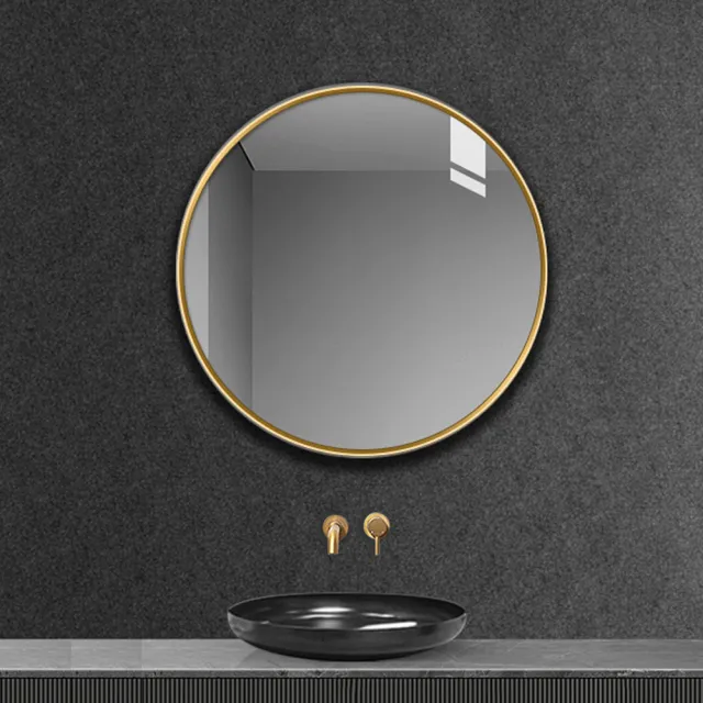 【YORI優里嚴選】50cm圓形鏡子 簡約北歐風浴室鏡 化妝鏡 玄關鏡(經典黑/自然白/輕奢金/無邊框鏡子)