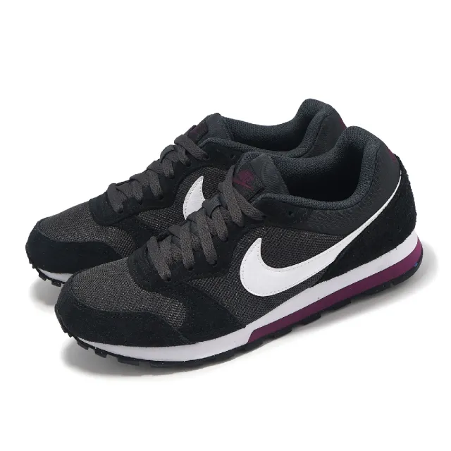 【NIKE 耐吉】慢跑鞋 Wmns MD Runner 2 女鞋 黑 紅 網布 麂皮 緩衝 華夫格大底(749869-012)