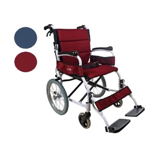 【海夫健康生活館】頤辰 輪椅-B款 鋁合金 輕量化/小輪/抬腳輪椅 深紅深藍二色可選(YC-615)