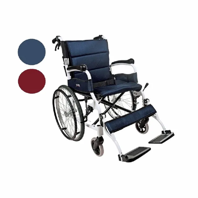 【海夫健康生活館】頤辰 輪椅-B款 鋁合金 輕量化/中輪/抬腳輪椅 深紅深藍二色可選(YC-615)
