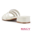 【MAGY】雙材質拼接造型低跟拖鞋(米白)