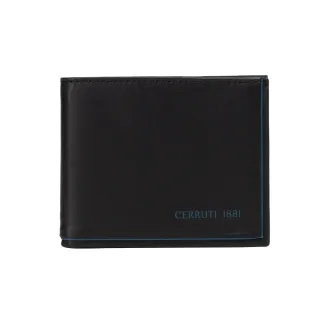 【Cerruti 1881】限量2折 義大利頂級小牛皮8卡短夾皮夾 CEPU05421M 全新專櫃展示品(黑色 贈原廠送禮提袋)