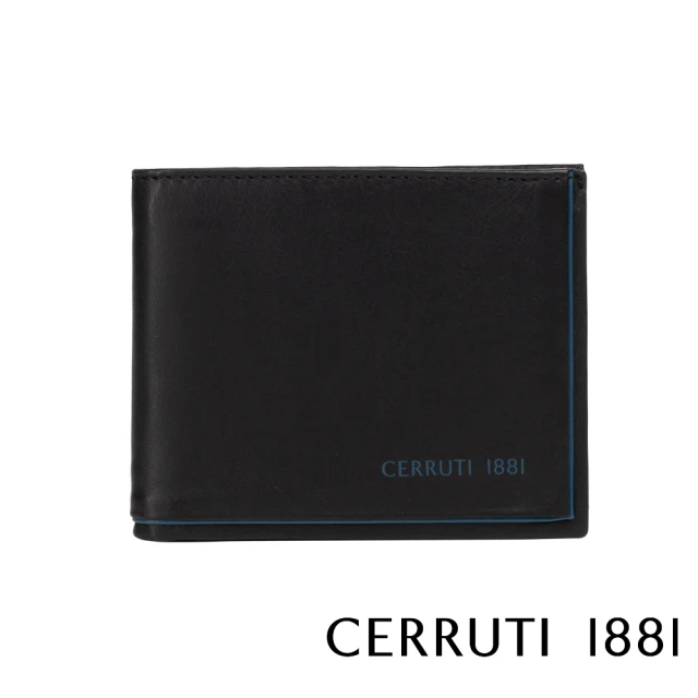 【Cerruti 1881】限量2折 義大利頂級小牛皮8卡短夾皮夾 CEPU05421M 全新專櫃展示品(黑色 贈原廠送禮提袋)
