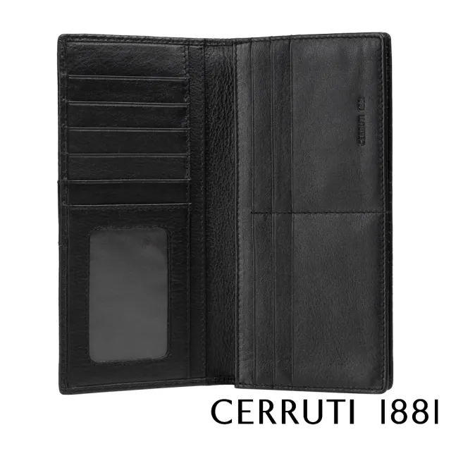 【Cerruti 1881】限量2折 義大利頂級小牛皮12卡長夾皮夾 CEPU05541M 全新專櫃展示品(黑色 贈原廠送禮提袋)