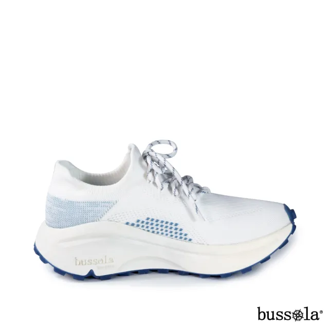 【bussola】BMS 彈力飛織襪套式厚底健行休閒鞋(白色)