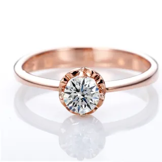 【DOLLY】0.30克拉 求婚戒14K金完美車工玫瑰金鑽石戒指(081)