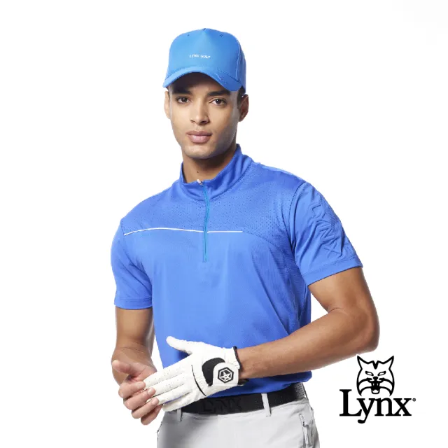 【Lynx Golf】首爾高桿風格！男款合身版銀離子抗菌機能立體凸印設計短袖立領POLO衫/高爾夫球衫(二色)