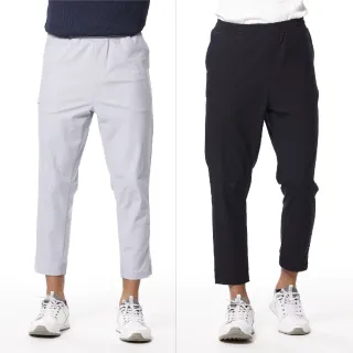 【Lynx Golf】首爾高桿風格！男款彈性舒適防潑水透明膠印造型羅紋褲口設計平口休閒長褲(二色)