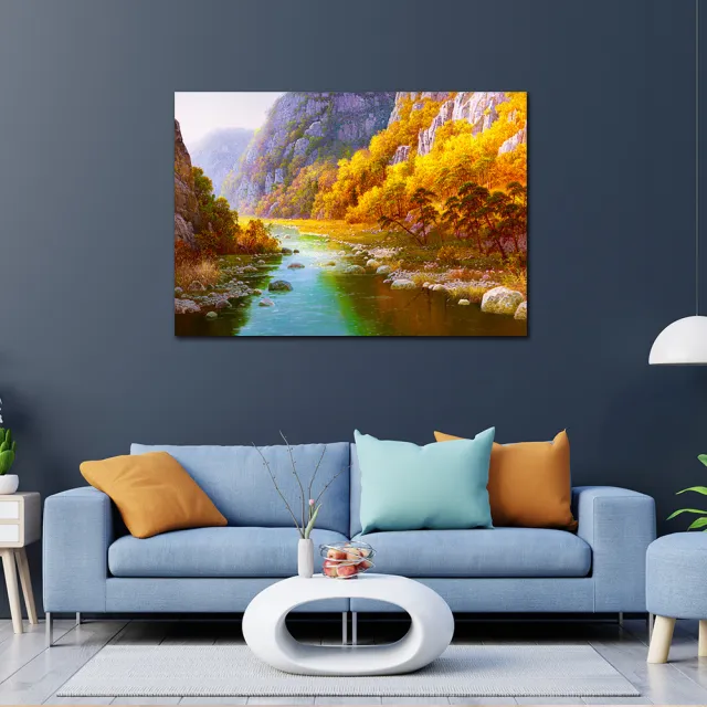 【御畫房】金秋溪水 國家一級畫師手繪油畫60×90cm(VF-83)