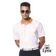 【Lynx Golf】男款吸溼排汗機能織紋布材質滿版扶桑花造型胸袋款短袖POLO衫/高爾夫球衫(三色)