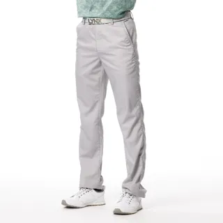 【Lynx Golf】男款彈性舒適竹纖維材質百搭素面款式Lynx繡花平面休閒長褲(灰色)