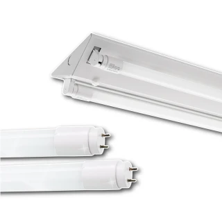 【台灣CNS認證 台灣製造】6入 LED山型燈具 雙管 2尺 LED 燈管 雙端入電(白光/中性光/黃光)