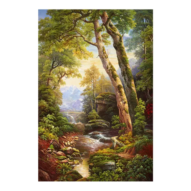 【御畫房】綠林溪流 國家一級畫師手繪油畫60×90cm(VF-191)