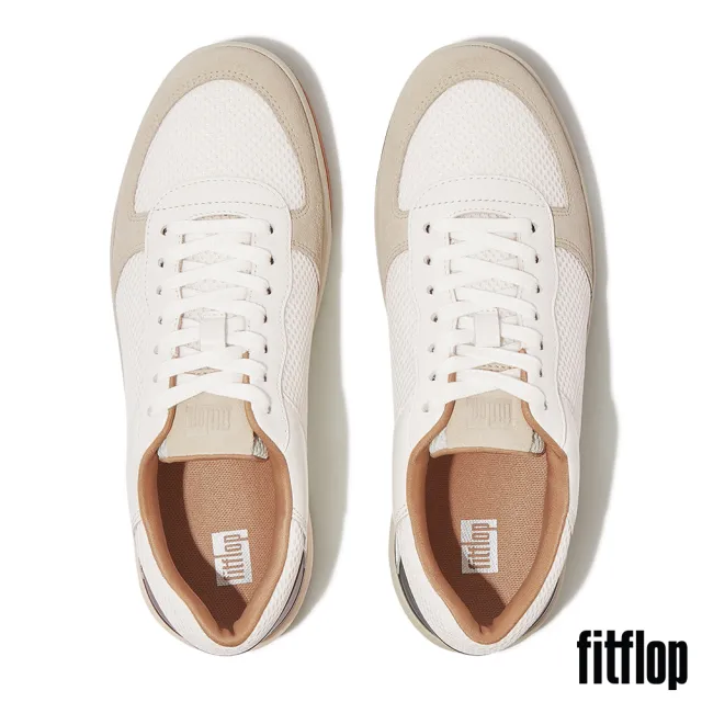 【FitFlop】全新 RALLY EVO 皮革/網布/麂皮休閒鞋-女(都會白/黑色)