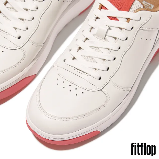 【FitFlop】全新 RALLY EVO 皮革休閒鞋-女(都會白/玫瑰珊瑚色)