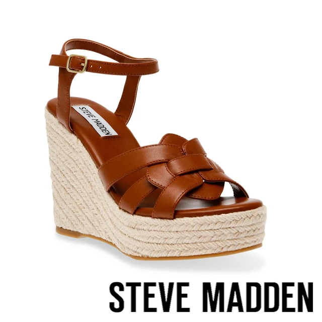 【STEVE MADDEN】WITTY 麻料厚底高跟涼鞋(棕色)