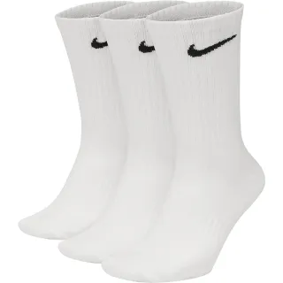 【NIKE 耐吉】三組 共九雙 Everyday Lightweight Crew Socks 白 長襪 三雙入 共三組(SX7676-100)