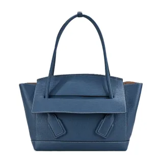 【BOTTEGA VENETA 寶緹嘉】The Arco 經典小牛皮手提/肩背包(寶藍)