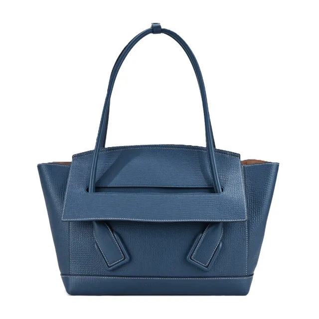 【BOTTEGA VENETA 寶緹嘉】The Arco 經典小牛皮手提/肩背包(寶藍)