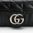 【GUCCI 古馳】Marmont GG Super Mini復古銀扣絎縫皮革翻蓋肩/斜背包(粉膚色)