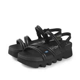 【bussola】Capri 簡約幾何流線輕量厚底涼鞋(黑色)